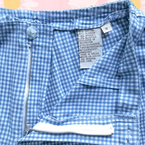 Cute Embroidered Blue White Gingham Capri Pants NWOT 💙🦋💛 - Picture 7 of 8